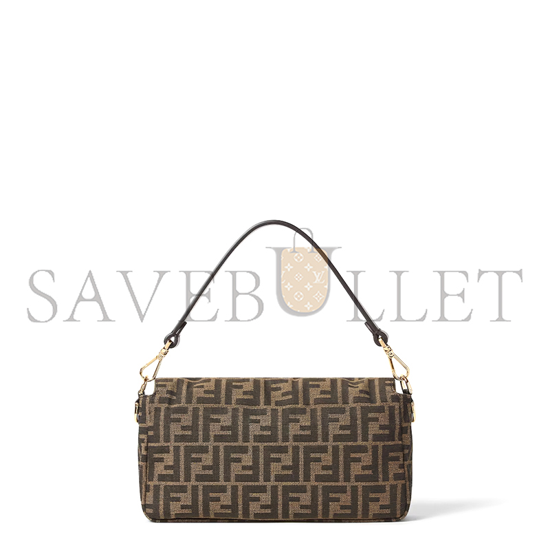 FENDI BAGUETTE TOBACCO BROWN FF JACQUARD FABRIC BAG 8BR600AFPMF1GL7 (27*15*6cm)